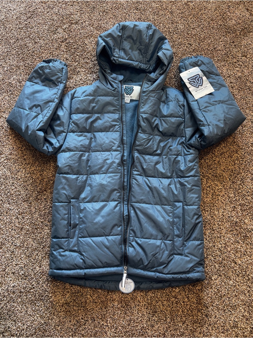 Dusty Blue NWT Fleece Lined Hooded Full Puffer Winter Coat Boy's 14-16